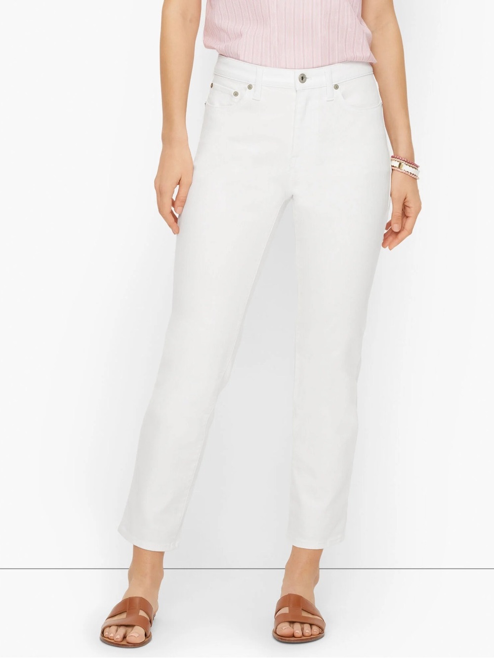 Talbots Modern Ankle Jeans White High Rise Straight Leg Size 16 EUC